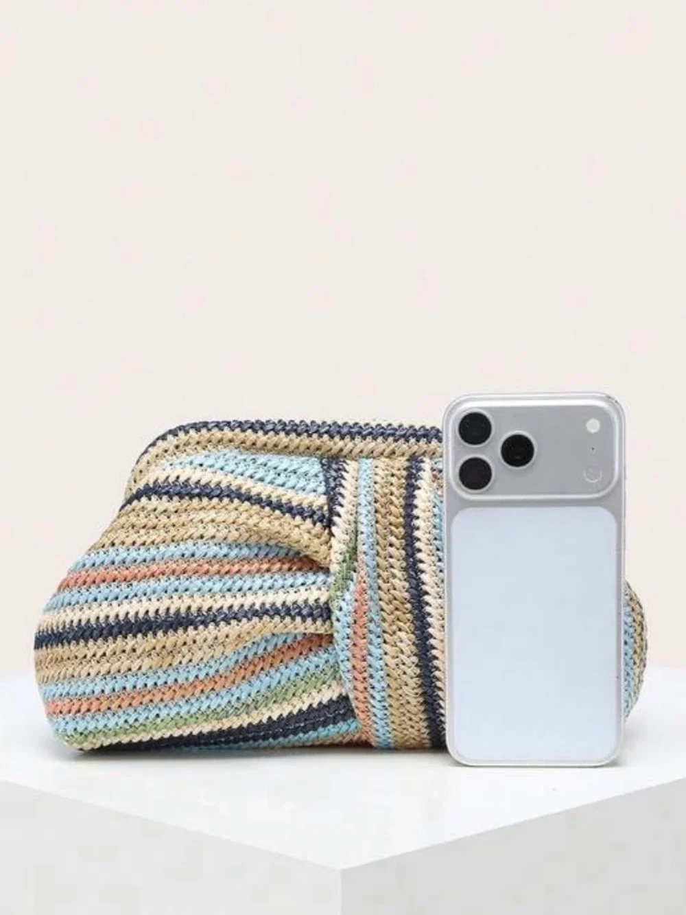 Multicolor Woven Clutch Bag -